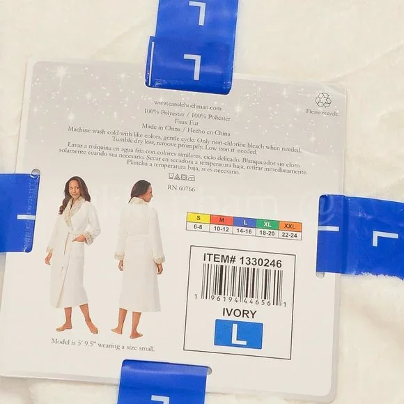 Carole Hochman Ladies' Plush Robe in cream - Picture 5 of 5